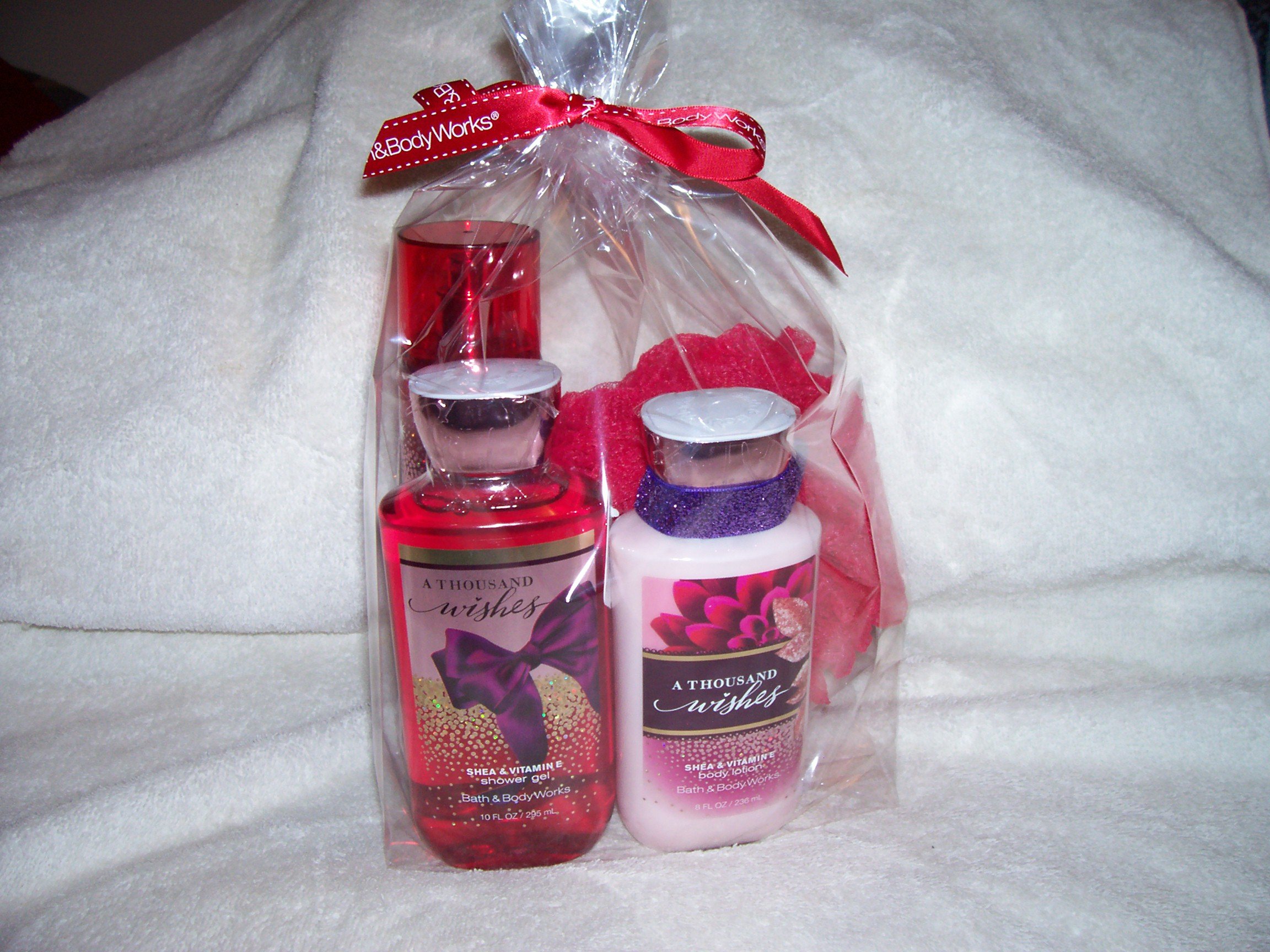 Bath and Body Works A Thousand Wishes 4-Piece Gift Set - 10oz Shower Gel, 8oz Body Lotion, 8oz Fragrance Mist & Exfoliating Shower Scrubby | Luxurious Body Care Collection for Women | Perfect Gift for Birthdays, Holidays & Self-Care Moments