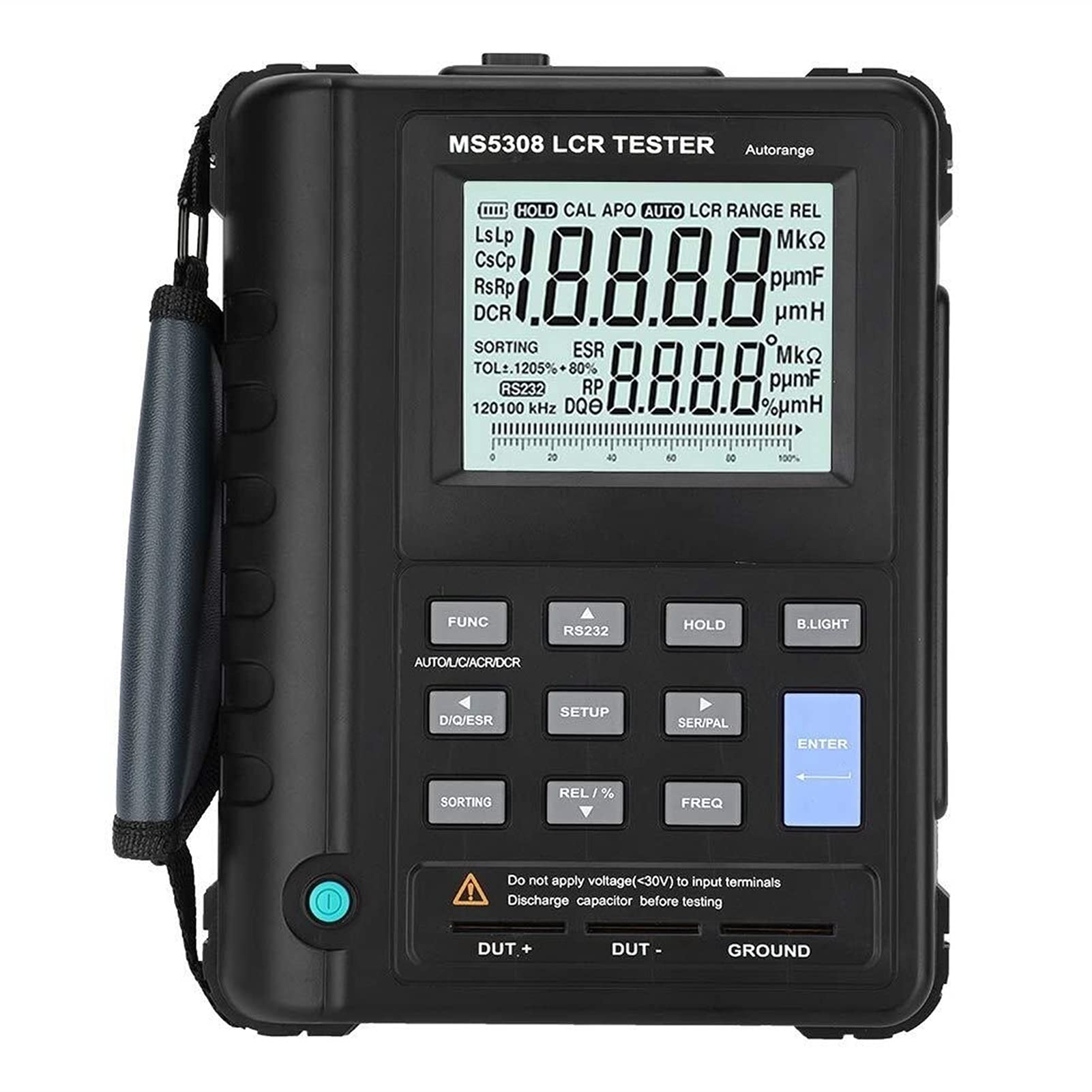 Walfront MS5308 Digital LCR Meter 100Khz - Portable Handheld Inductance Resistance Capacitance Tester with Dual LCD Display - Perfect for Electronics Repair, Circuit Testing, and Component Measurement