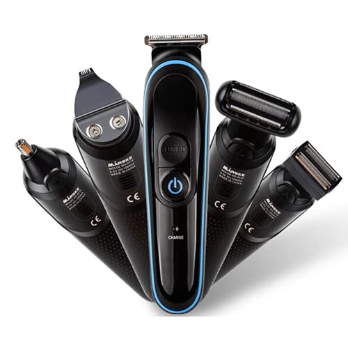 Professional Cordless Beard Trimmer for Men - 5-in-1 USB Rechargeable Hair Clipper Kit with Nose, Mustache & Body Groomer | Waterproof Precision Trimmer for Face, Head, Chest & Groin Hair | Perfect for Travel, Gym & Home Grooming