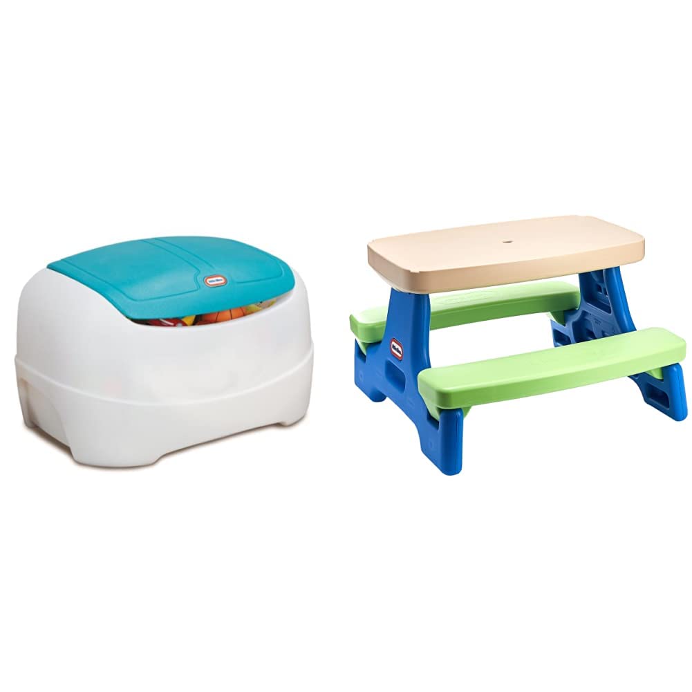 Little Tikes Play 'N Store Toy Chest & Easy Store Jr. Kids Picnic Play Table - Amazon Exclusive | Durable Kids Furniture for Playroom, Bedroom & Outdoor Activities