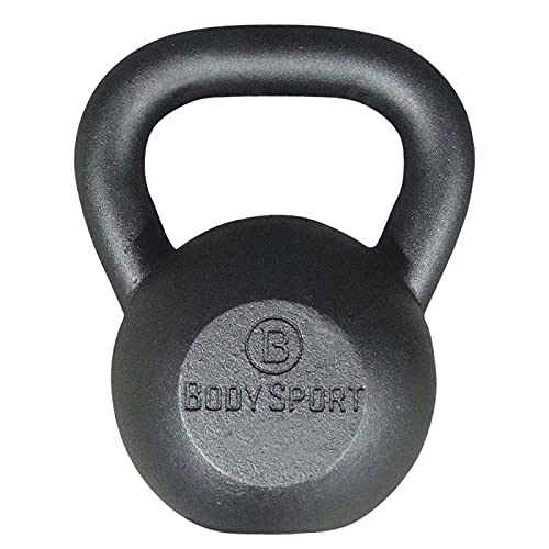 BodySport 80 lb Cast Iron Kettlebell - Heavy Duty Strength Training Equipment for Weightlifting, Core Workouts & Fitness Conditioning - Professional Gym & Home Exercise Equipment for CrossFit, HIIT & Functional Training