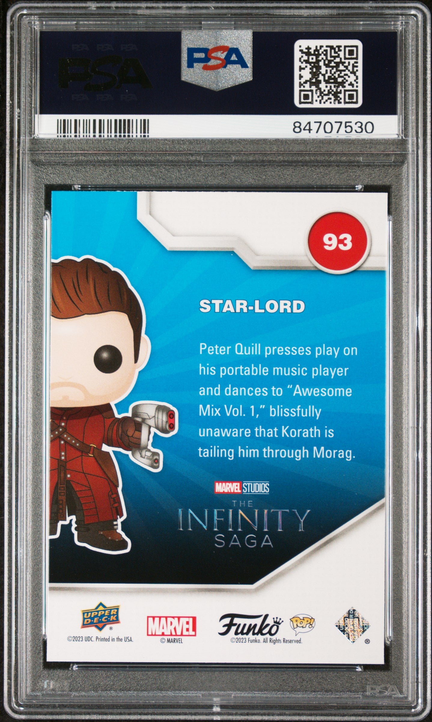 2023 Upper Deck Funko Pop Marvel Star-Lord Facsimile Signature #93 PSA 8 - Collectible Action Figure for Marvel Fans & Comic Book Display