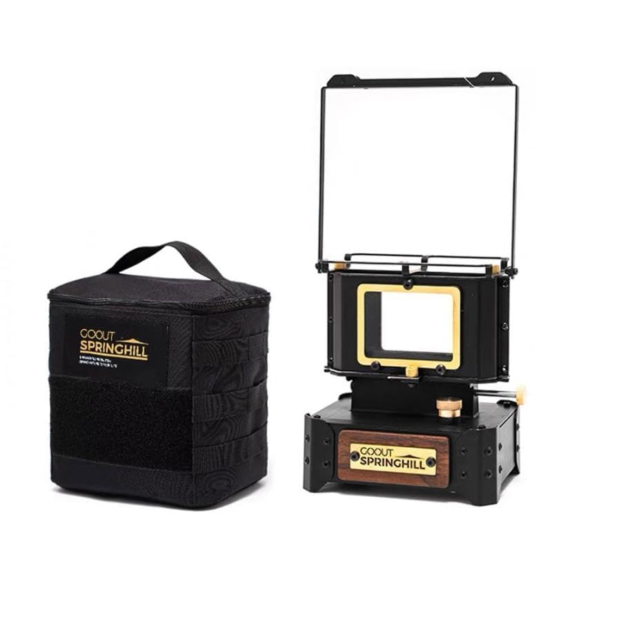Portable Camping Stove & Oil Lamp - Compact 6.3x4.7x7.5 Inch Outdoor Cooking & Lighting Gear with Storage Bag (Black) - Perfect for Backpacking, Emergency Preparedness, and Campfire Cooking