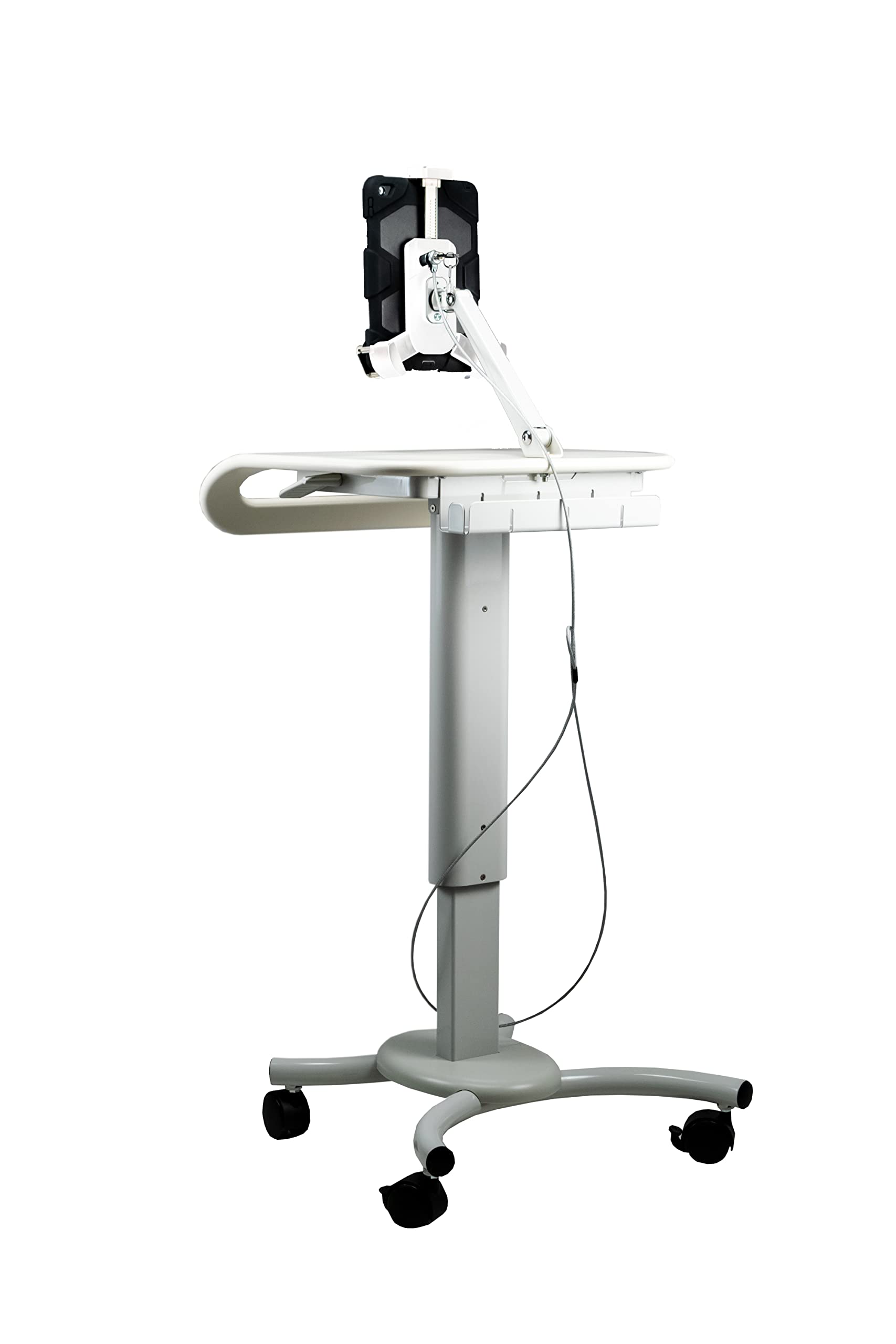 Height Adjustable Rolling Medical Workstation Cart - Secure Mobile iPad Stand for iPad 10th Gen 10.9