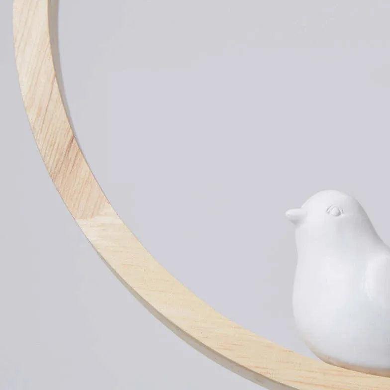 Modern Round Wooden Pendant Light for Dining Room - Handcrafted Bird Design Ceiling Lamp - Perfect for Kitchen Island, Breakfast Nook & Farmhouse Decor