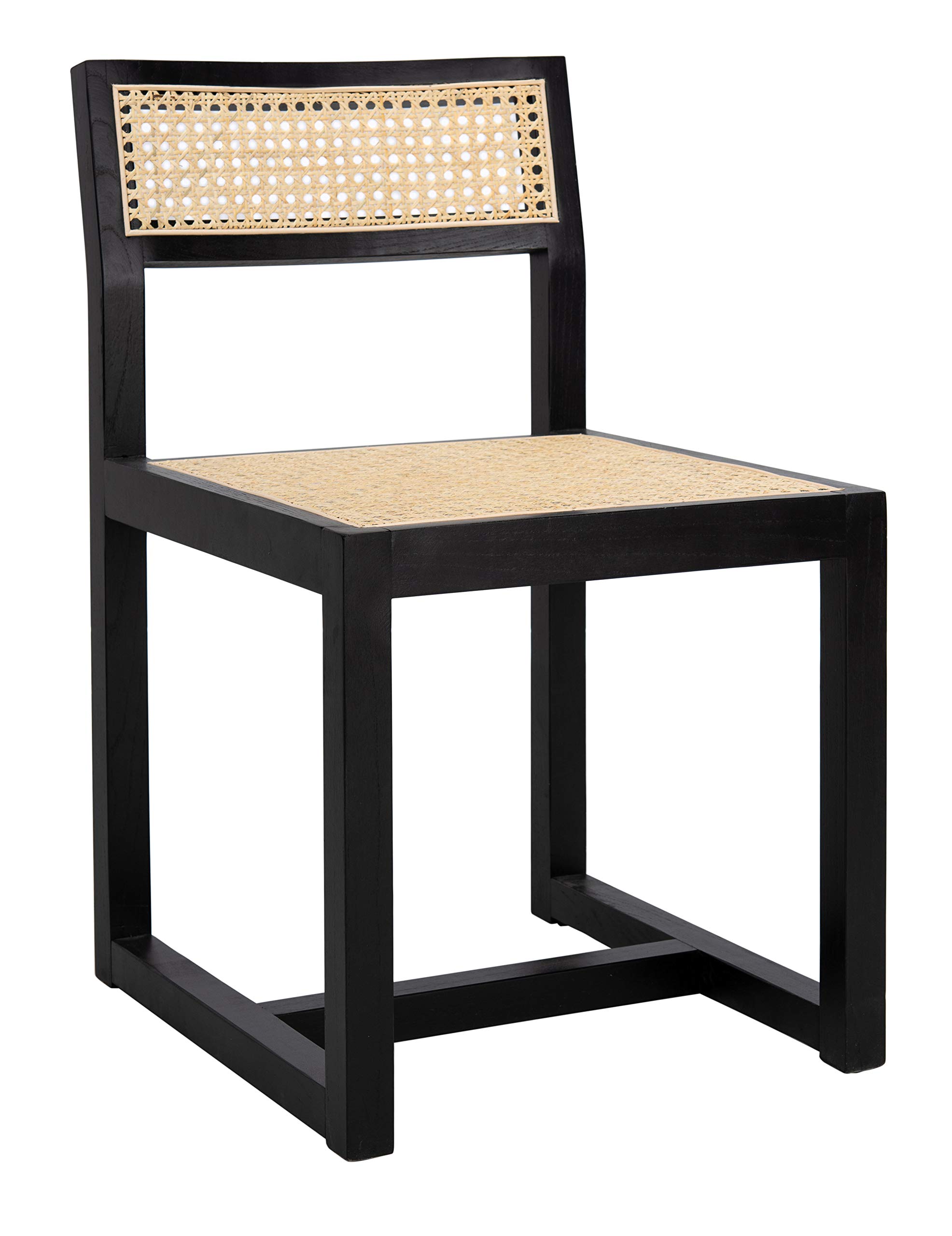Safavieh Home Bernice White & Natural Cane Dining Chair - Modern Farmhouse Style Rattan Seat for Kitchen, Dining Room, or Outdoor Patio