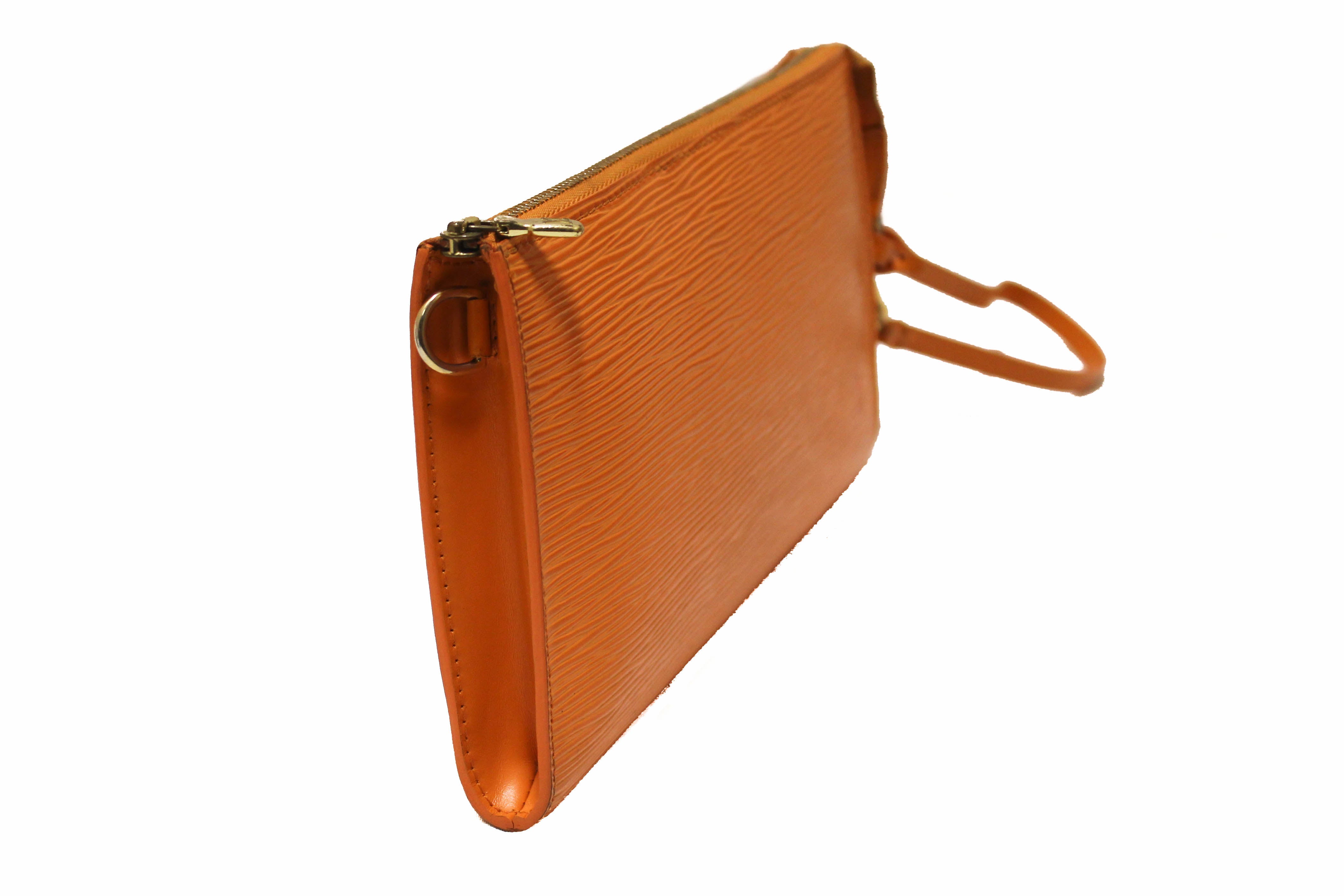 Authentic Louis Vuitton Orange Epi Leather Pochette Bag - Luxury Crossbody Clutch for Women, Fashionable Evening Purse for Parties, Dates & Special Occasions