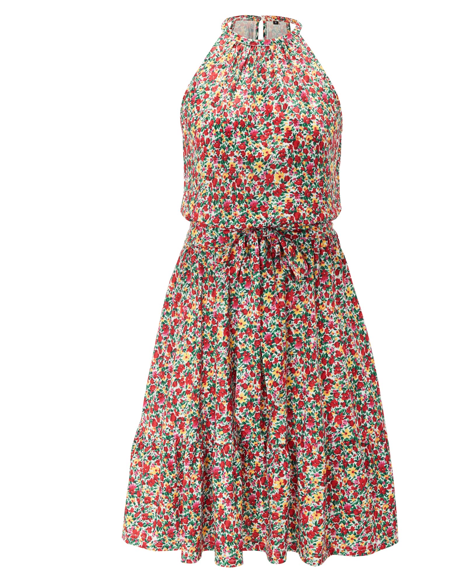 Newshows Women's 2025 Summer Halter Sundress with Pockets - Casual Beach Dress, Vacation Wedding Guest Outfit, Belted Flowy Dress for Pool Party, Brunch & Outdoor Events