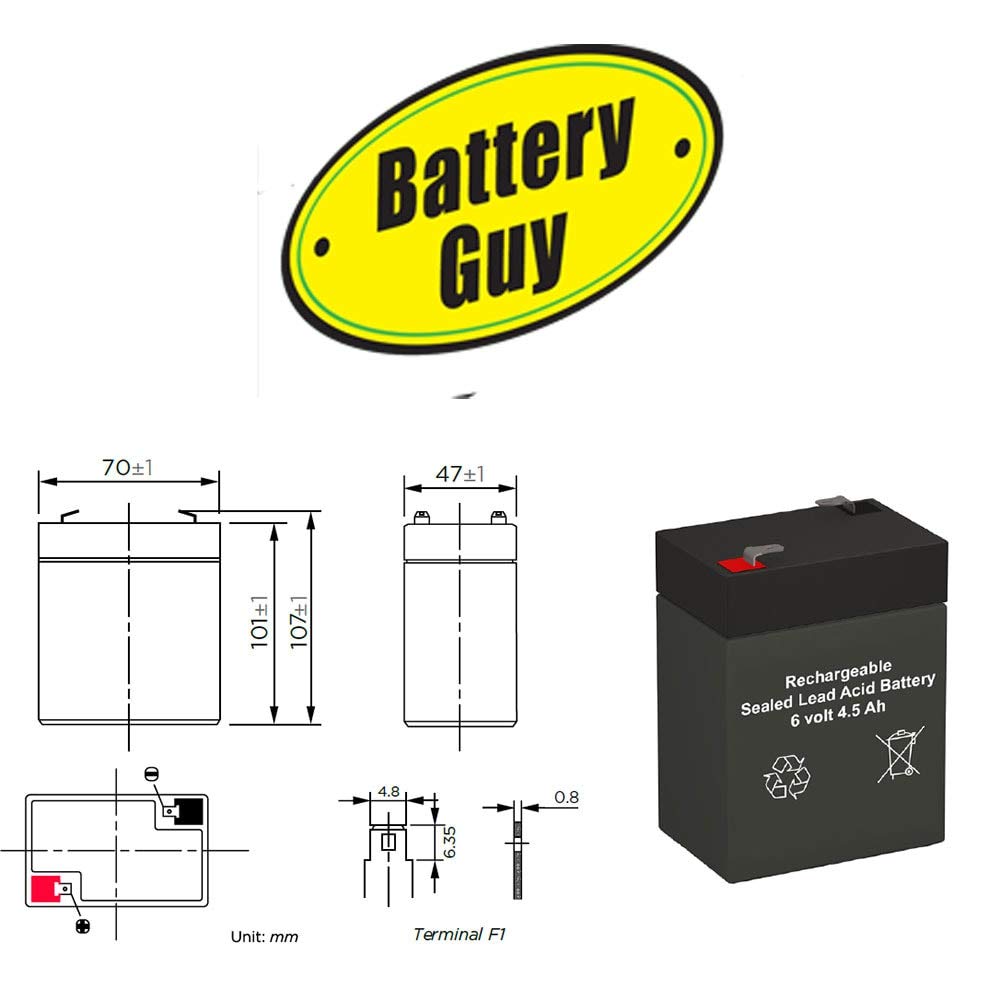 5EFF2 Replacement 6V 4.5Ah SLA Rechargeable Battery - 4 Pack for Security Systems, Emergency Lights & Backup Power Supplies