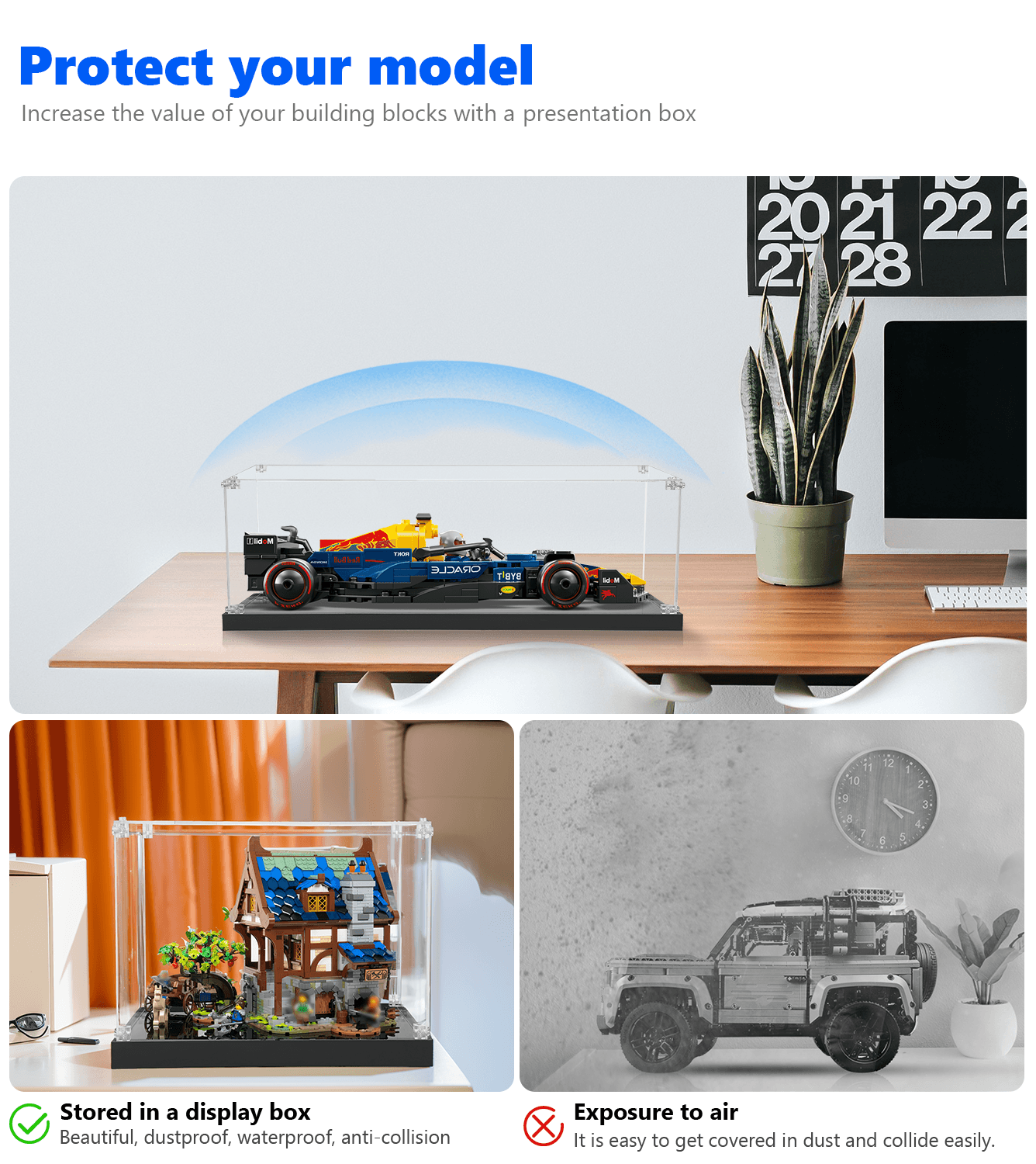 LEGO Red Bull Racing RB20 Display Case 1:32 Scale - Protective Showcase for LEGO 77243 Model - Perfect for Collectors & Home Office Decor