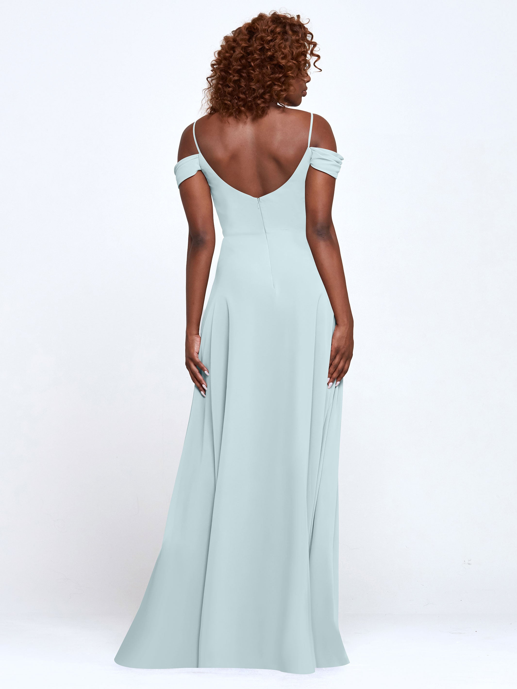 Elegant 83003 Stretch Chiffon Off-The-Shoulder A-Line Bridesmaid Dress - Perfect for Weddings, Prom, Formal Events & Special Occasions