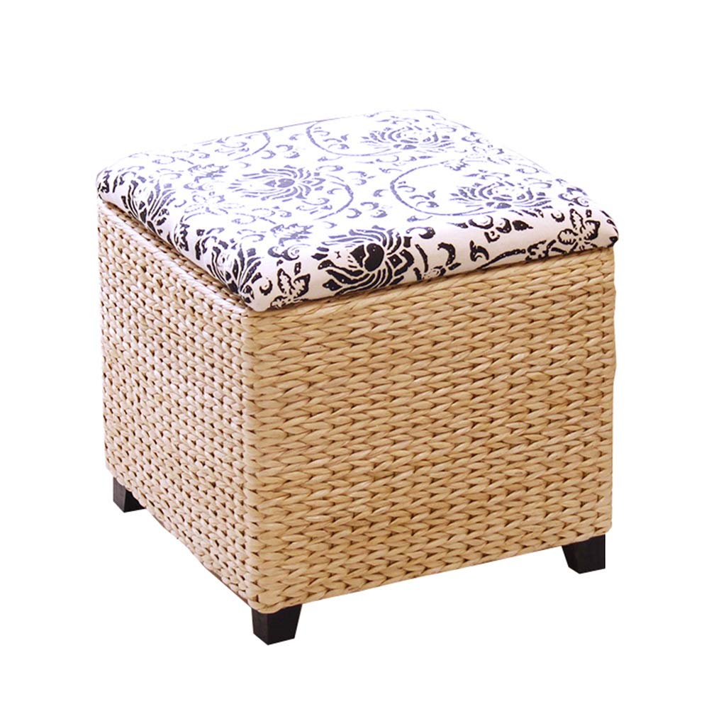Multifunctional Woven Storage Ottoman Bench - 30x30x30cm & 40x40x40cm Storage Stool for Shoes, Blankets & Toys | Rustic Home Decor, Entryway Seating & Living Room Organization