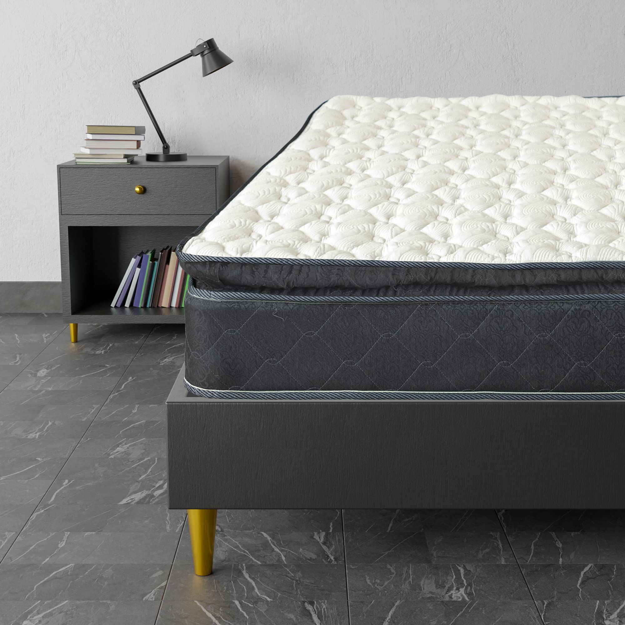 9-Inch Medium Firm Pillowtop Pocketed Coil Hybrid Mattress for Twin Bed - Breathable & Supportive Memory Foam with Cooling Cover - Perfect for Kids Rooms, Guest Beds & Small Spaces (White)