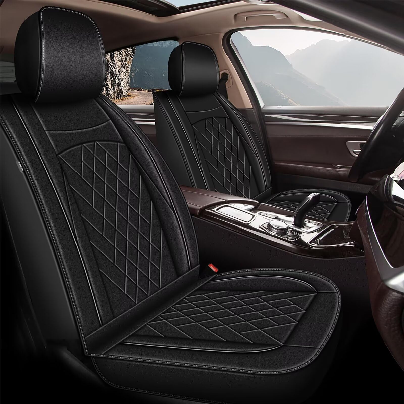 Premium Waterproof Leather Seat Covers for Chevrolet Chevy Trailblazer 2021-2025 - 2 Front Seat Set with Airbag Compatibility (Black) - Perfect for Road Trips, Daily Commutes & Car Protection
