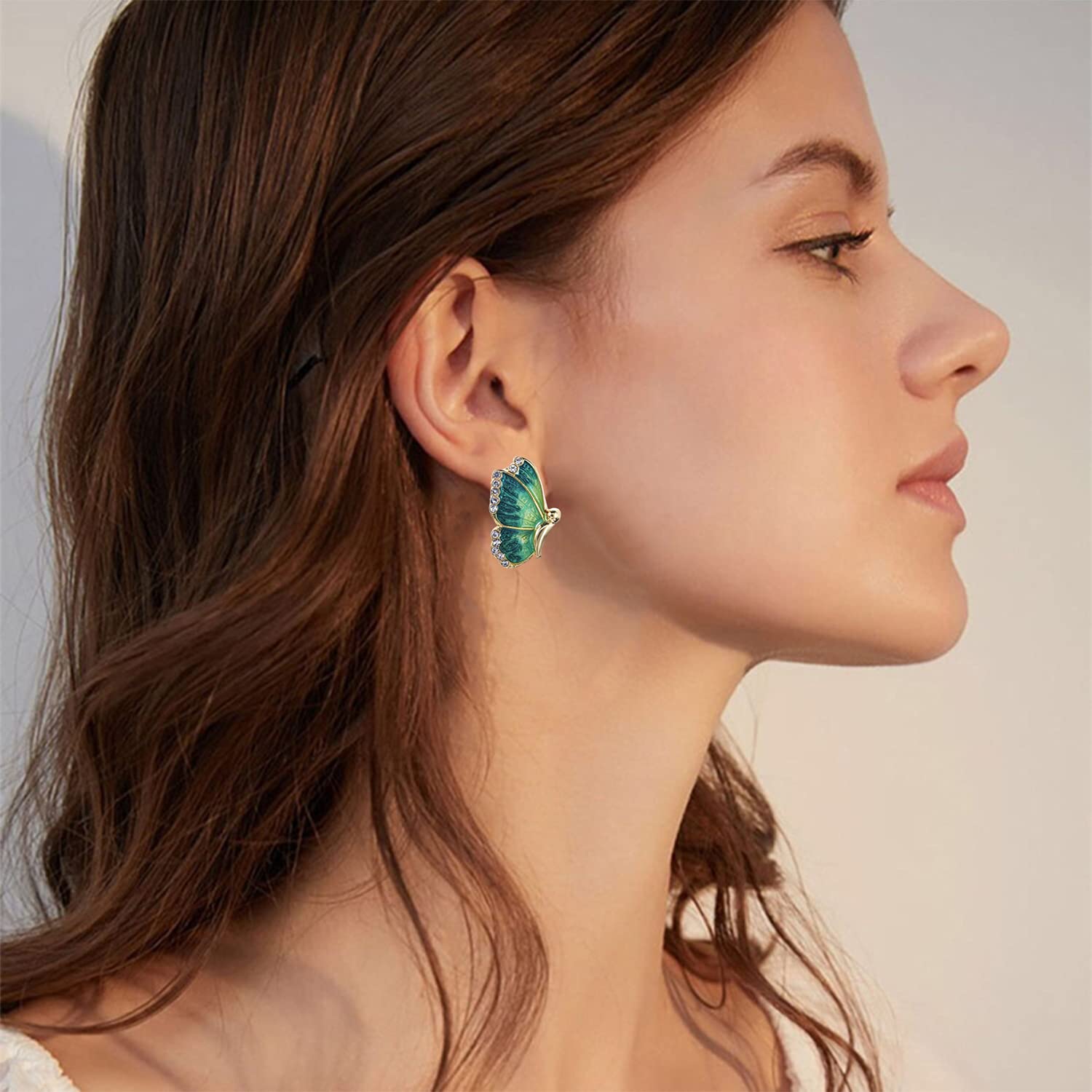 Hypoallergenic Monarch Butterfly Stud Earrings for Women - Colorful Enamel & Crystal Insect Jewelry Set, Cute Tiny Butterfly Ear Studs, Fashion Gift for Girls (Perfect for Parties, Weddings & Everyday Wear)
