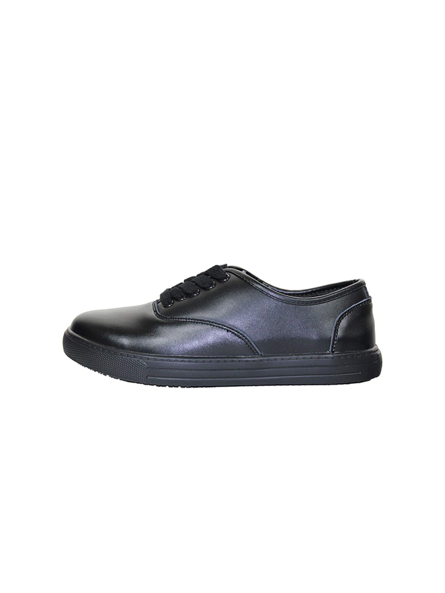 Tanleewa Women's Slip Resistant Work Shoes - Black Leather Lace Up Safety Shoes for Nurses, Waitresses & Restaurant Workers - Non-Slip Comfort for Long Shifts