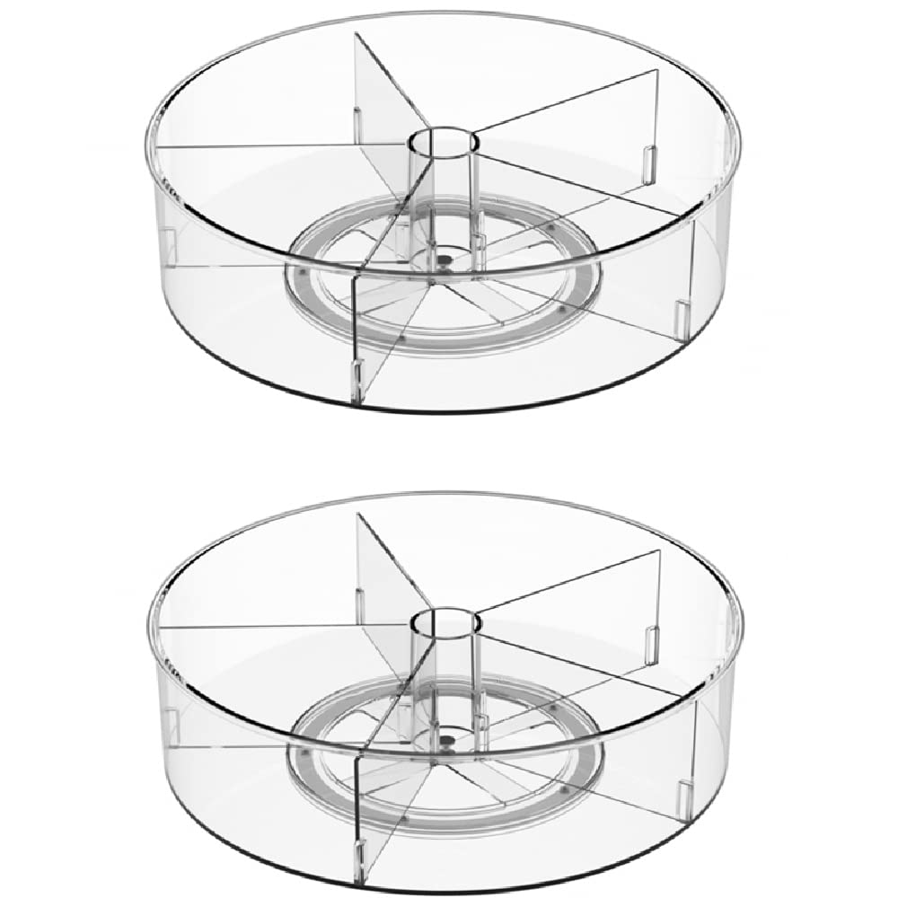 2-Pack Lazy Susan Turntable Spice Rack Organizer - 360° Rotating Kitchen Storage for Spices, Condiments & Food - Perfect for Cabinets, Pantry, Refrigerator & Countertop Organization (Ideal for Small Spaces & Easy Access)