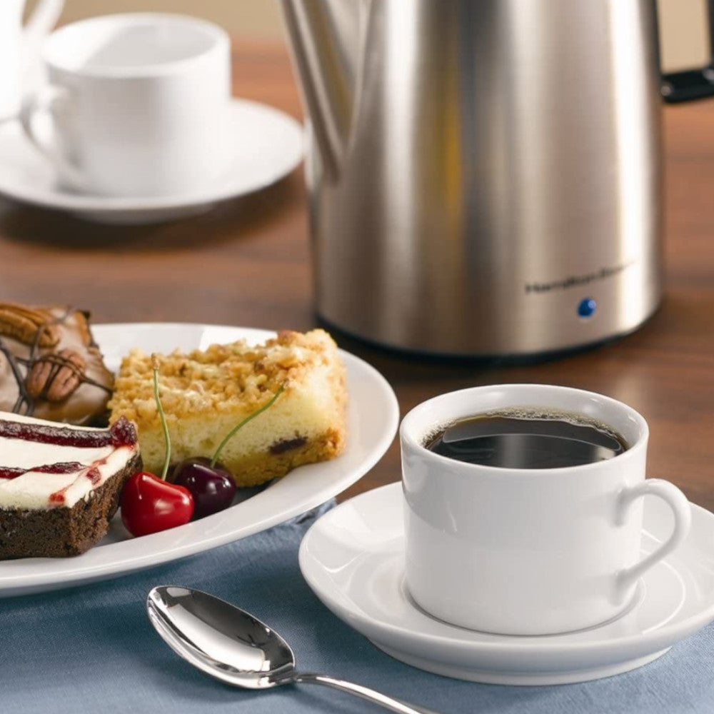 Hamilton Beach 12-Cup Coffee Percolator with Detachable Cord - Model 40619CR - Perfect for Home, Office & Camping Brewing