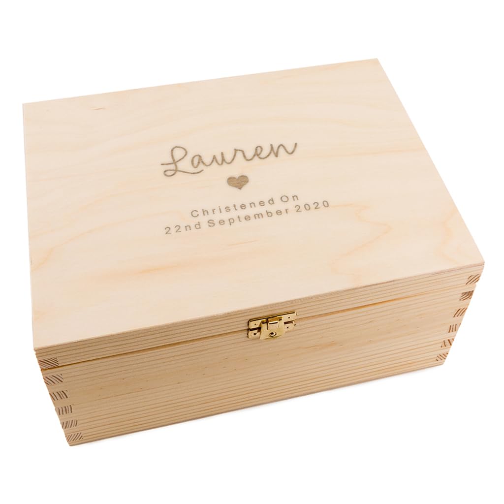 Personalized Baptism Keepsake Box for Baby Girls & Boys - Engraved Wooden Memory Box - Perfect Christening Gift for Godparents & Family - Ideal for Baptism, First Communion & Baby Shower Gifts
