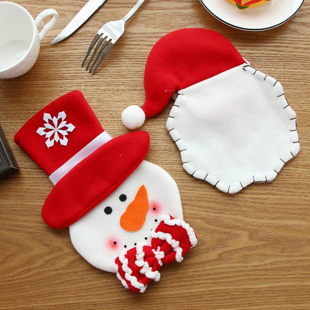6-Piece Christmas Snowman Elk Cutlery Set - Festive Holiday Tableware with Lollipop Pouch & Organizer Bag - Perfect for Christmas Dinner, Party Decor, and Kitchen Storage