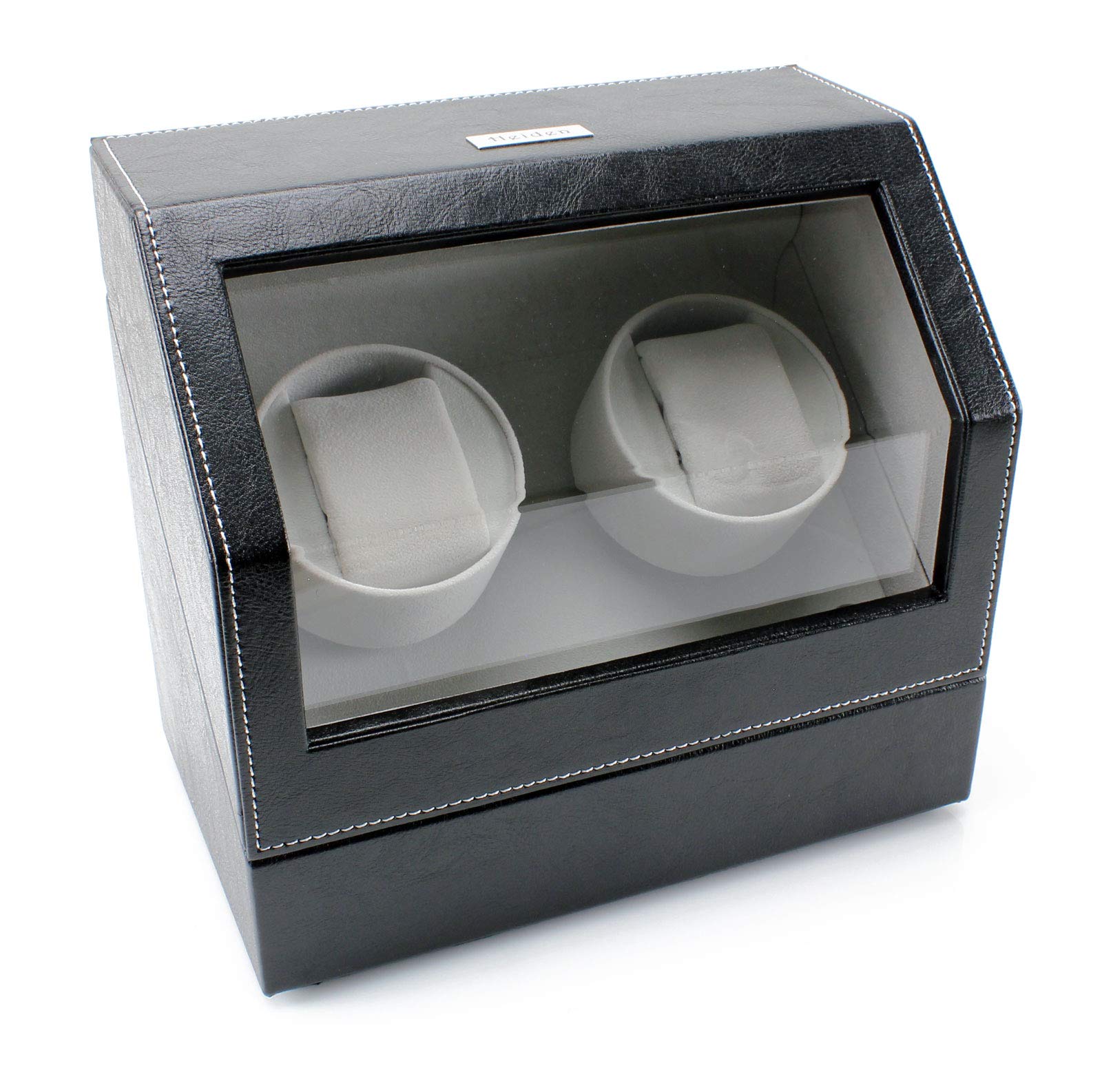 Premium Black Leather Watch Winder - Dual Automatic for Rolex & Luxury Watches - Home/Office Use