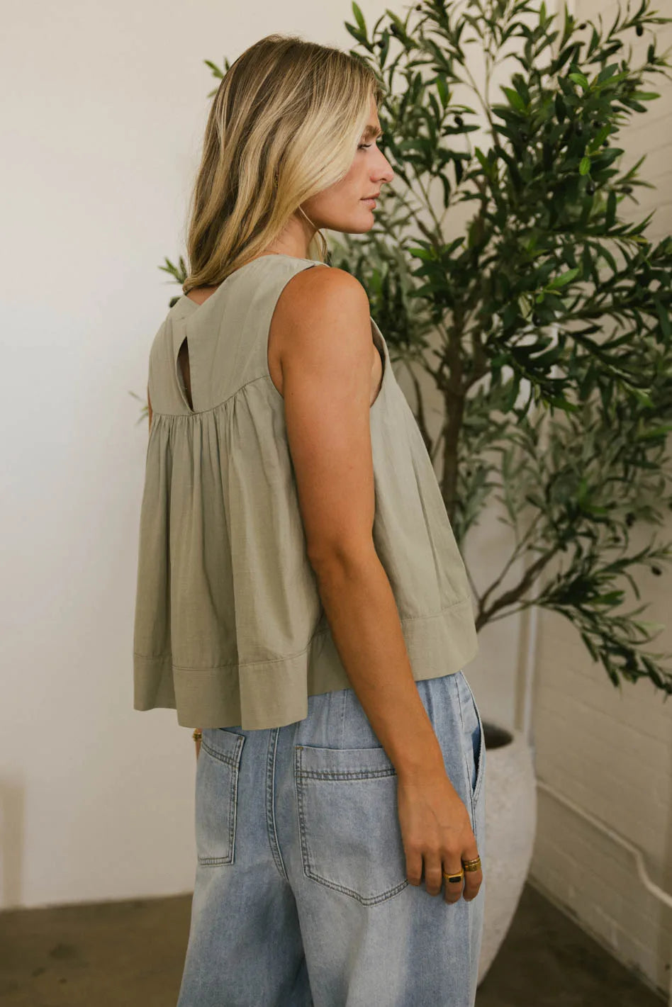 Ida Pleated Blouse in Olive Green - Women's Elegant Casual Top for Work & Date Night | Final Sale