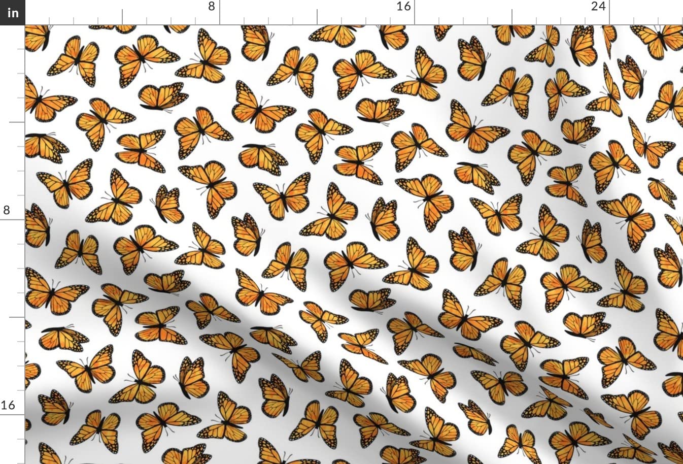 Small Scale Monarch Butterflies Printed Velvet Fabric - Upholstery, Home Decor & Apparel Material - Fat Quarter for DIY Projects, Curtains, Pillows & Clothing