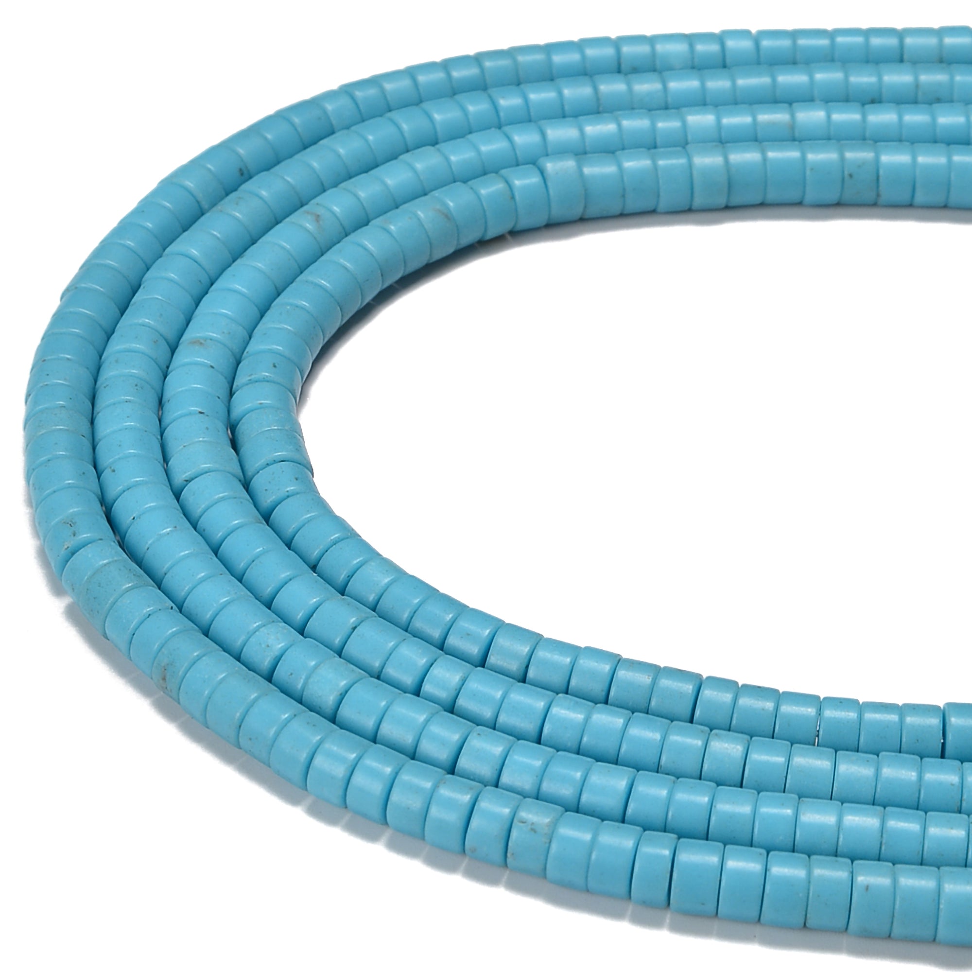 Natural Light Blue Howlite Turquoise Heishi Disc Beads - 2x4mm & 3x6mm Sizes - 15.5