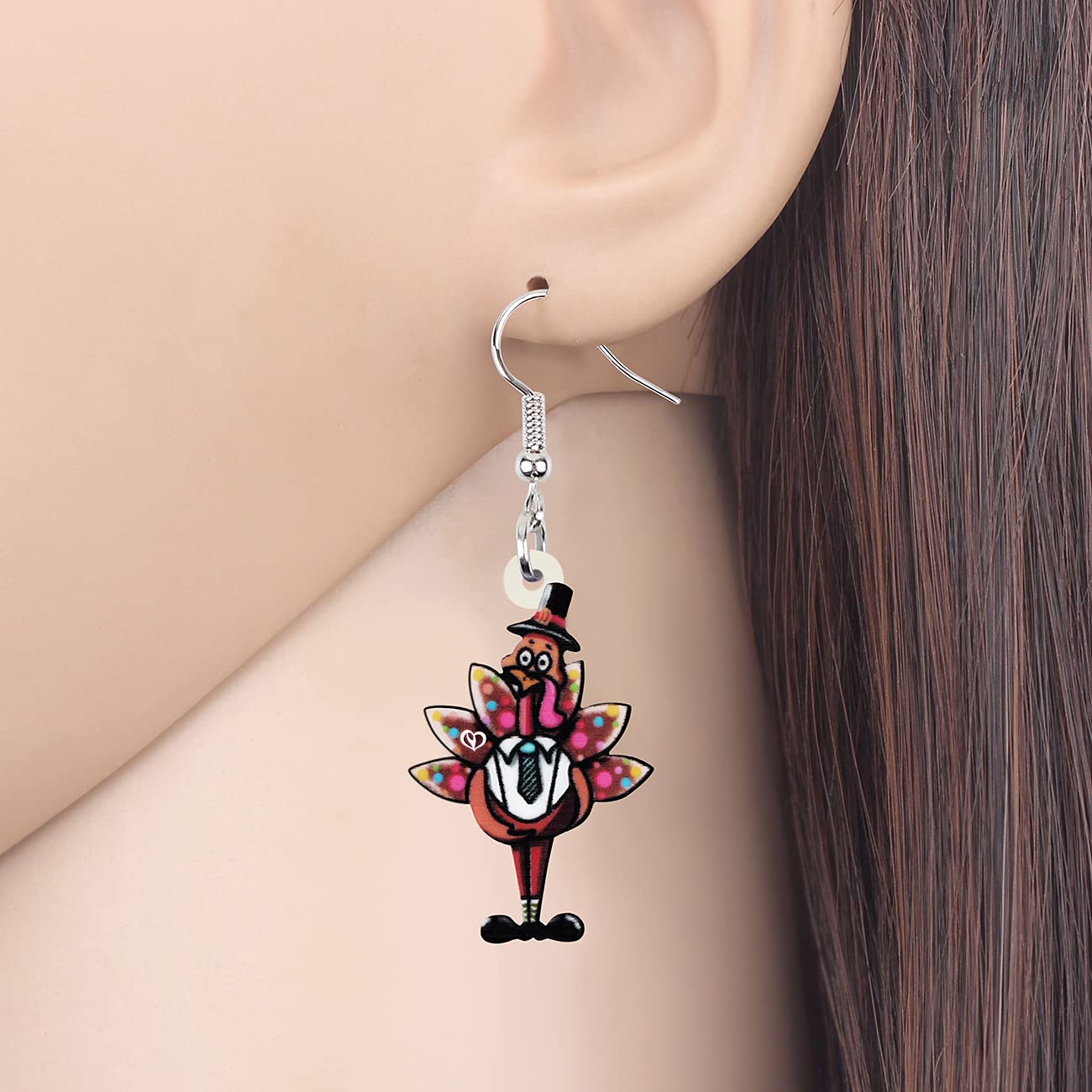 WEVENI Acrylic Fall Thanksgiving Pumpkin Turkey Earrings - Anime Chicken Dangle Drop Fashion Jewelry for Women - Perfect Gift for Thanksgiving, Halloween, Cosplay & Anime Conventions