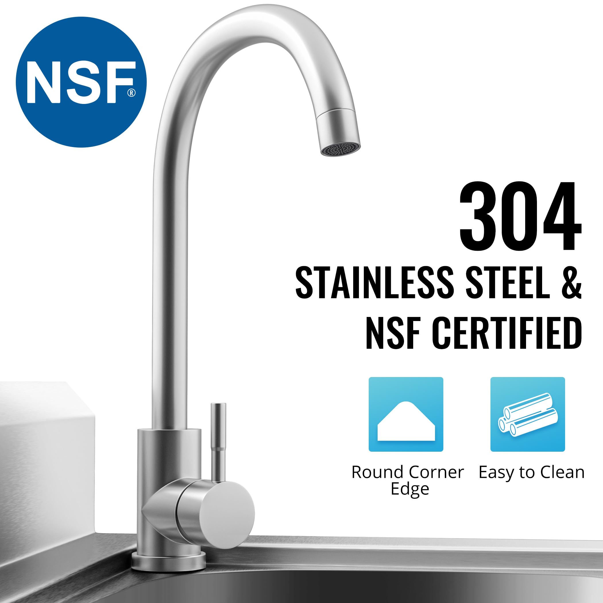 Stainless Steel Utility Sink with Single Bowl - Free Standing Kitchen Sink for Laundry Room, Bathroom & Farmhouse | Hot & Cold Water Pipes Included | Perfect for Washing Clothes, Cleaning Tools & Outdoor Use