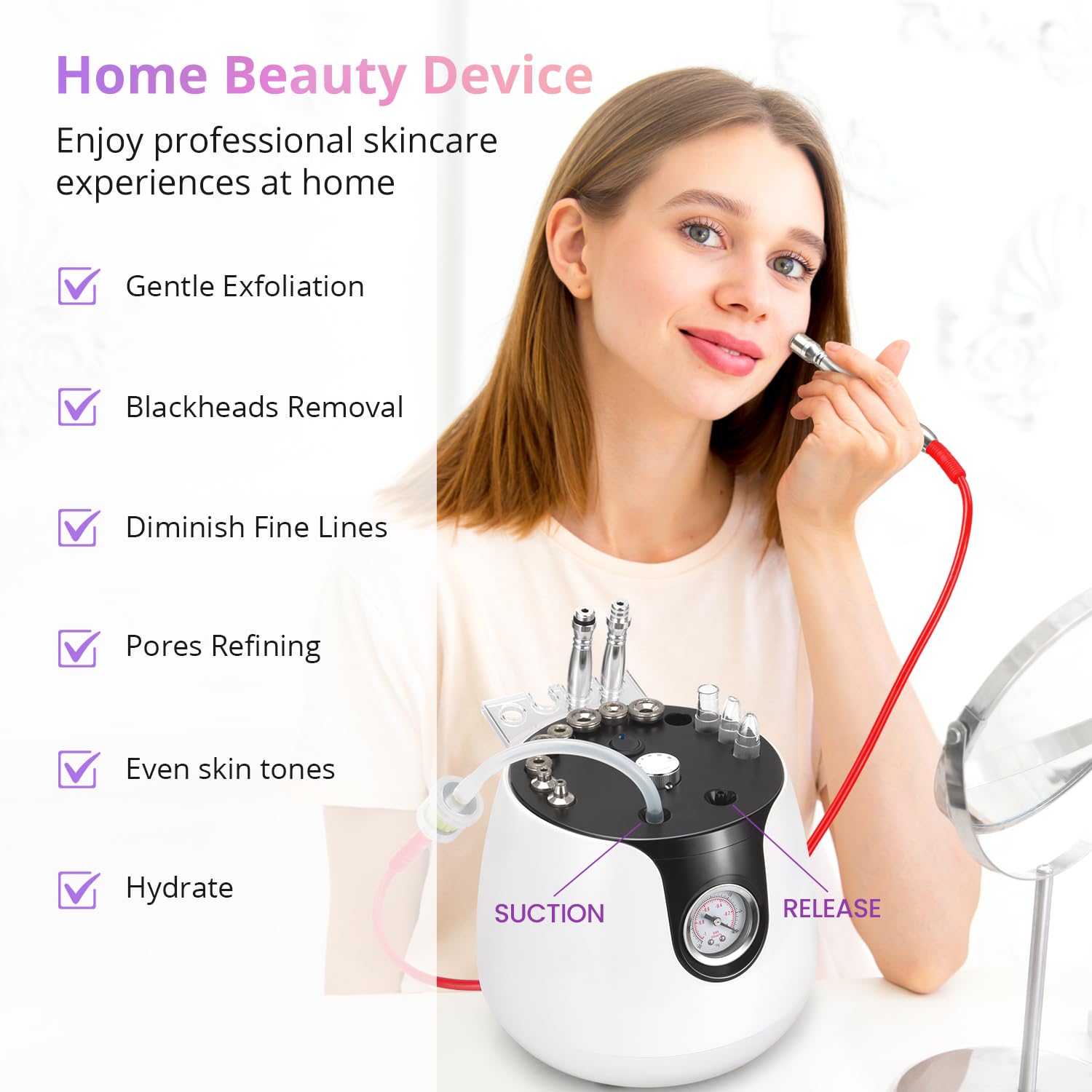 Diamond Microdermabrasion Machine - 3-in-1 Skin Exfoliator for Home & Salon Use