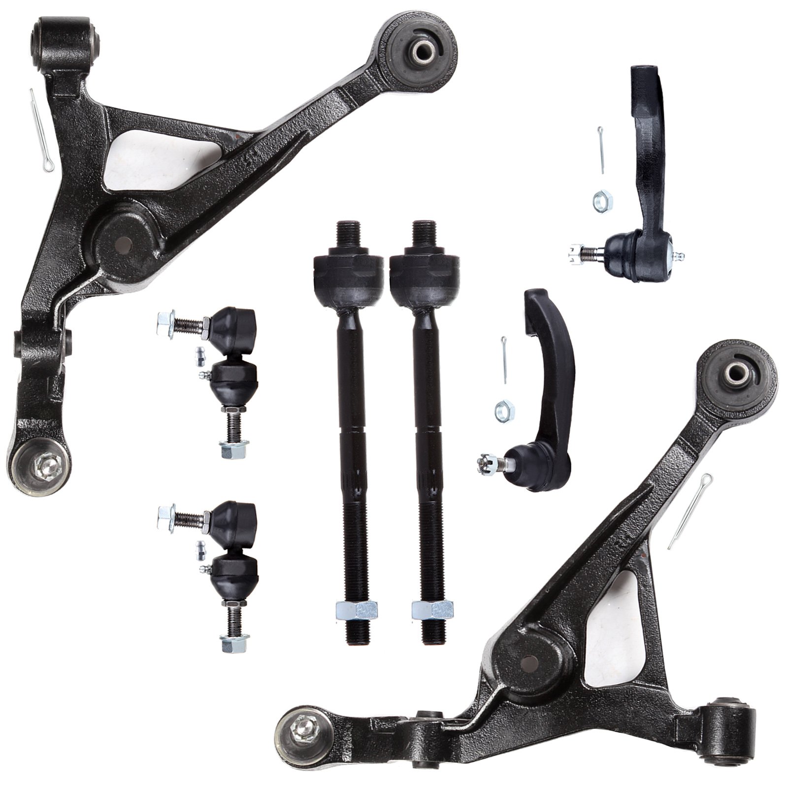 Chrysler Cirrus Sebring Dodge Stratus Plymouth Breeze Front Suspension Kit - Lower Control Arm, Ball Joint, Inner & Outer Tie Rod Ends, Sway Bar Links (8-Piece Set) | Perfect for Smooth Ride & Handling, DIY Repairs, and Car Maintenance