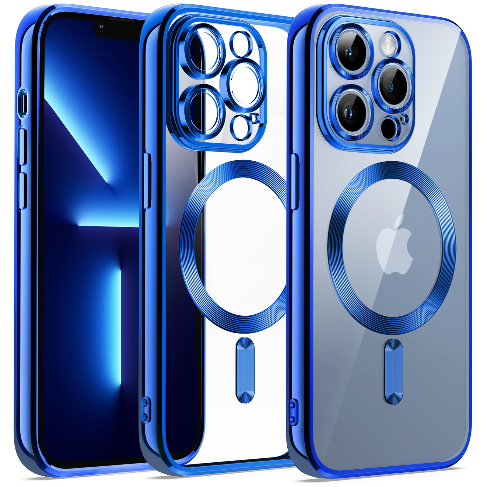 JETech Ultra Slim Clear Case for iPhone 13 Pro 6.1-Inch | MagSafe Compatible | Shockproof TPU Cover with Full Camera Protection | Deep Blue | Perfect for Everyday Use, Wireless Charging & Drop Protection