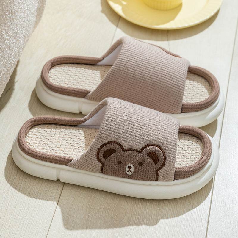 Soft & Cozy Bunny Linen Slippers for Women - Breathable Home Shoes with Non-Slip Sole - Perfect for Indoor Relaxation, Lounge Wear & Spa Days