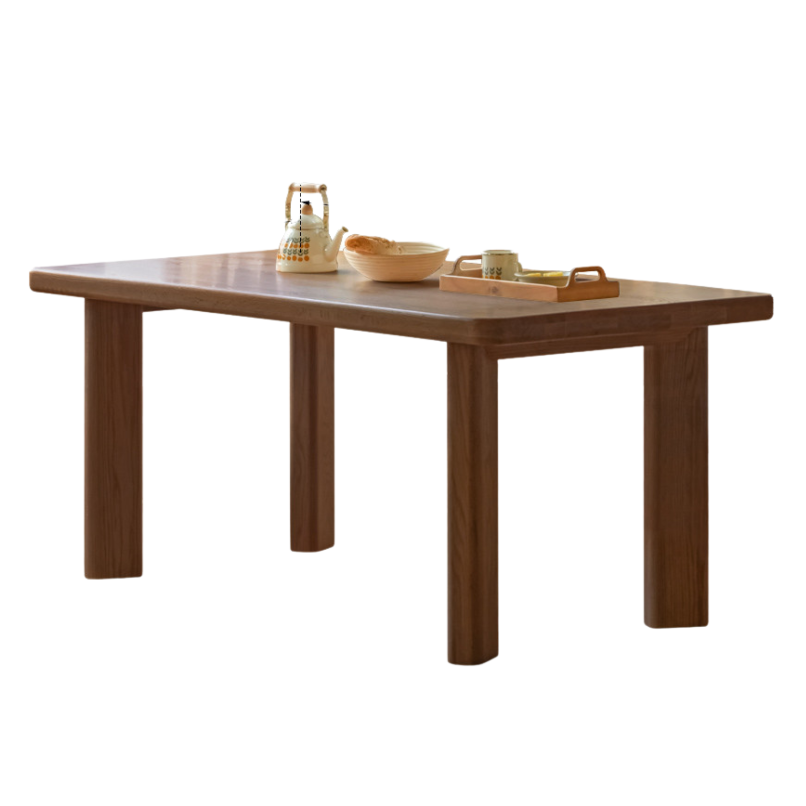Solid Oak Wood Large Log Style Dining Table - Rustic Farmhouse Dining Room Furniture for Family Gatherings & Dinner Parties