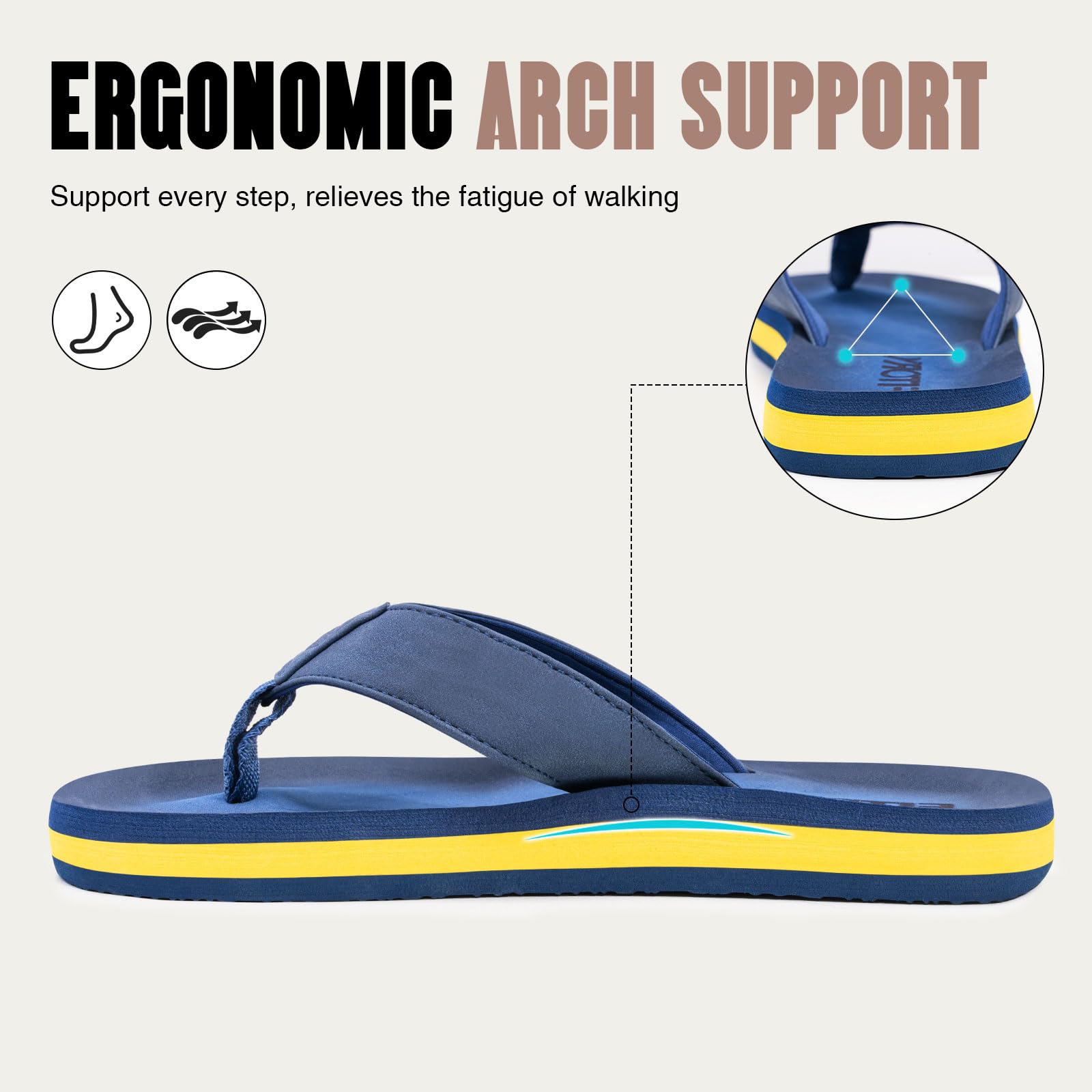FITORY Men's Flip Flops - Comfortable Thong Sandals for Beach, Pool & Summer Wear - Sizes 6-15 - Lightweight Casual Slippers for Walking, Travel & Outdoor Activities