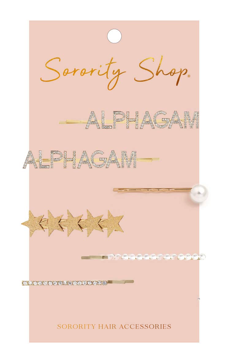 Alpha Gamma Delta Sorority Hair Clips - 6 Pack Hair Barrettes for Women & Girls - Perfect for Sorority Events, School, and Everyday Styling
