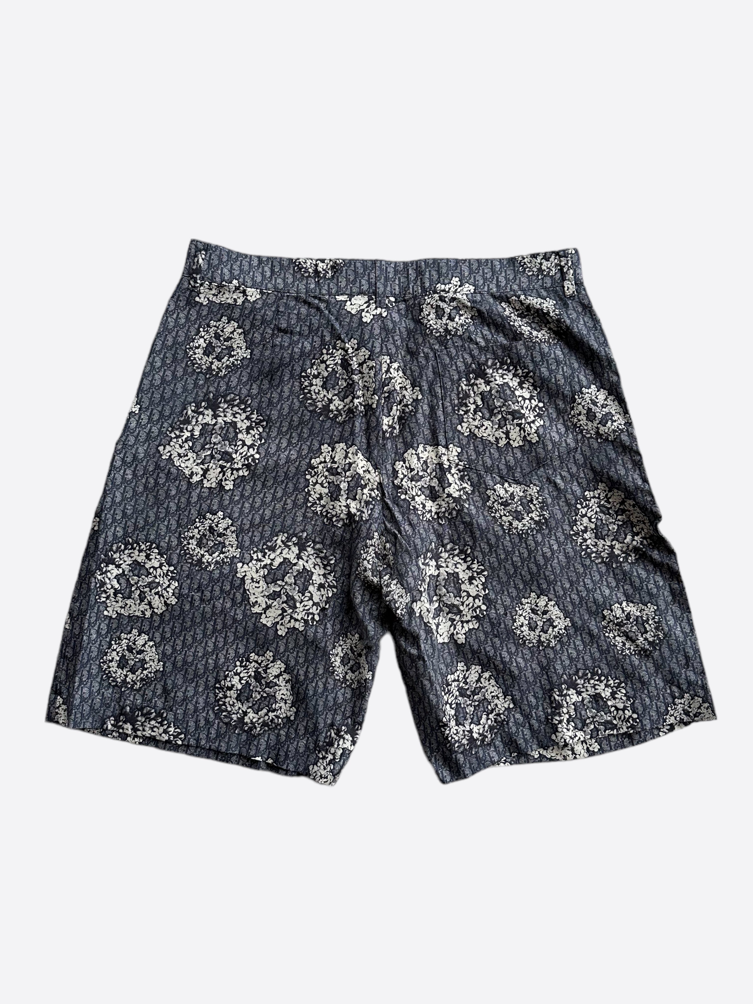 Dior Denim Tears Navy & White Oblique Silk Shorts for Men - Luxury Designer Casual Shorts - Perfect for Summer Outfits, Beach Vacations & Streetwear Fashion