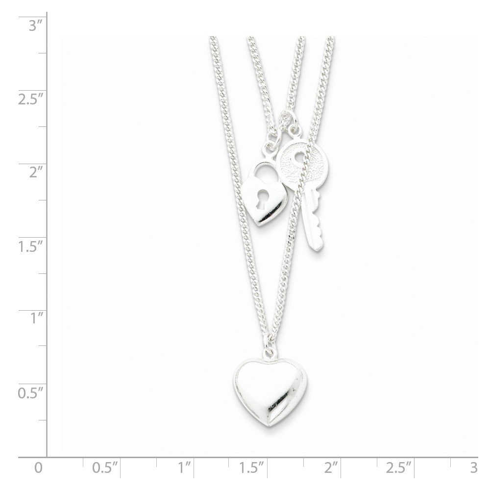 925 Sterling Silver Double Heart & Key Pendant Necklace with Lobster Clasp - Romantic Gift for Her, Perfect for Valentine's Day, Anniversary & Special Occasions