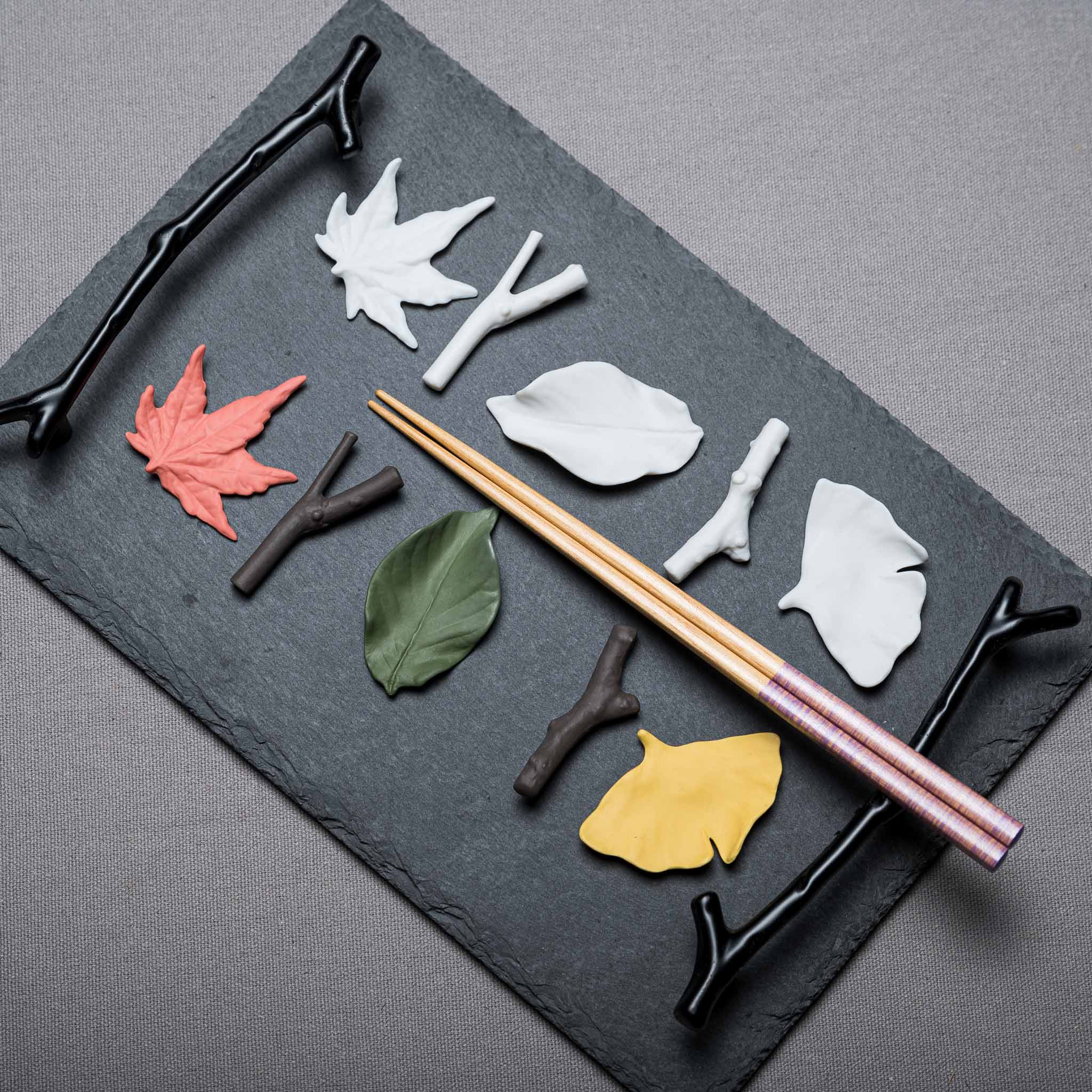 Elegant Leaf-Shaped Chopstick Rests Gift Set - Pack of 5 | Perfect for Asian Dining, Sushi Nights & Home Decor
