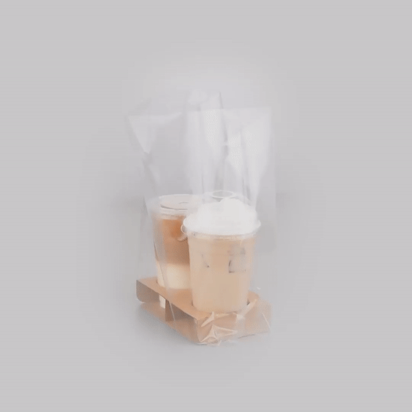 Clear Plastic Take Out Bags for 2-Cup Drink Carriers - 13 3/4