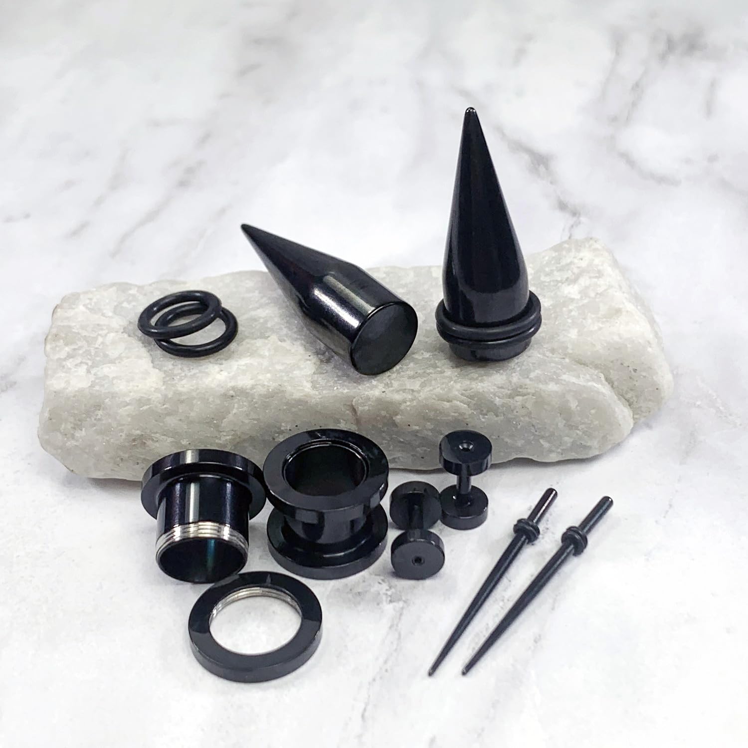 BodyJ4You 37PC Ear Stretching Kit - 14G to 00G Gauges for Beginners with Steel Tapers, Single Flare Plugs & Screw Fit Tunnels - Includes Aftercare Balm Wax - Perfect for Ear Piercing Jewelry & Stretching - Ideal for Men & Women - Great for Daily Wear, Parties & Body Modification
