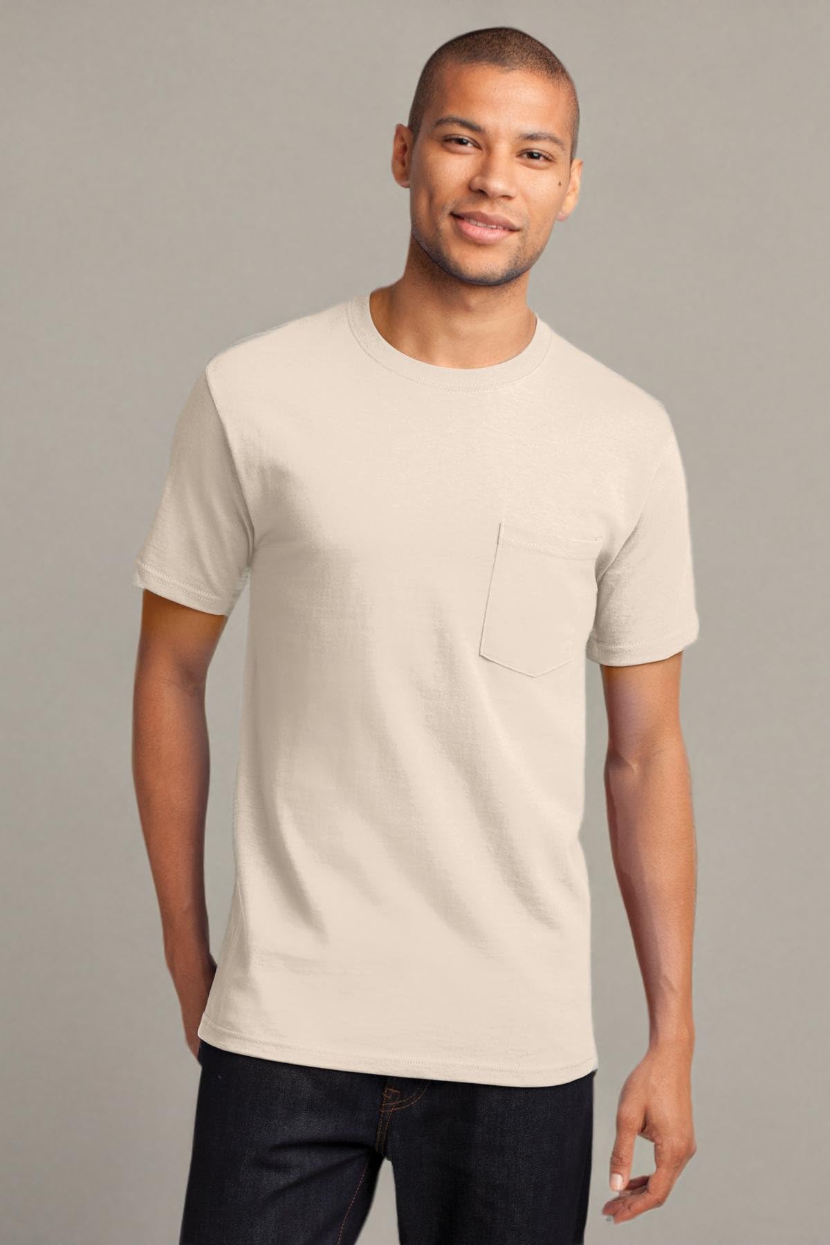 Port & Company PC61PT Tall Essential Pocket T-Shirt for Men - Comfortable Cotton Crew Neck Tee with Chest Pocket - Perfect for Casual Wear, Work & Everyday Use