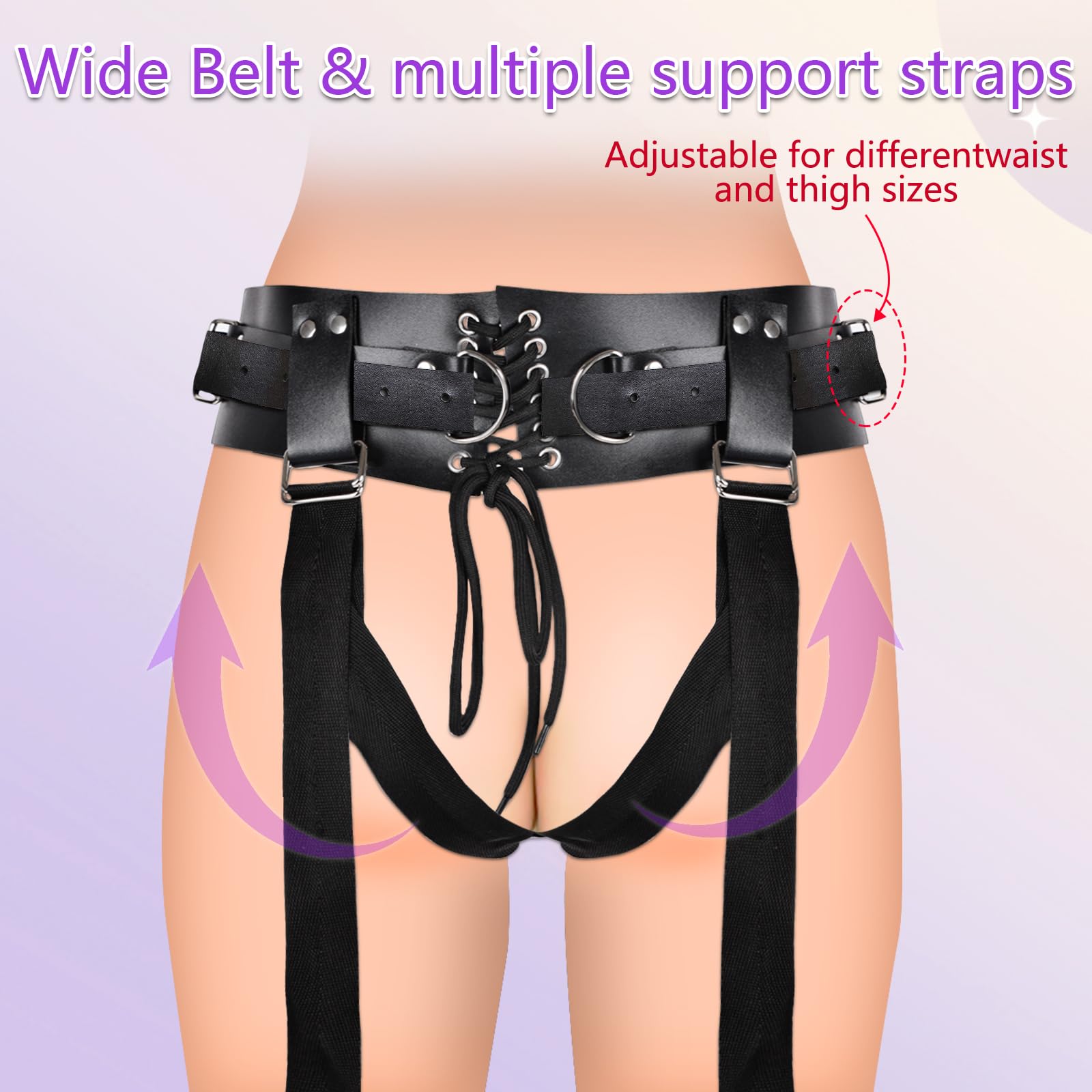 Adjustable Strap On Dildo Harness with 2 Size Replaceable Rings - Pegging Sex Toy for Women & Men, Strapless Adult Toy for Lesbian & Gay Couples - Perfect for Couples Play, BDSM, and Role Reversal Scenes