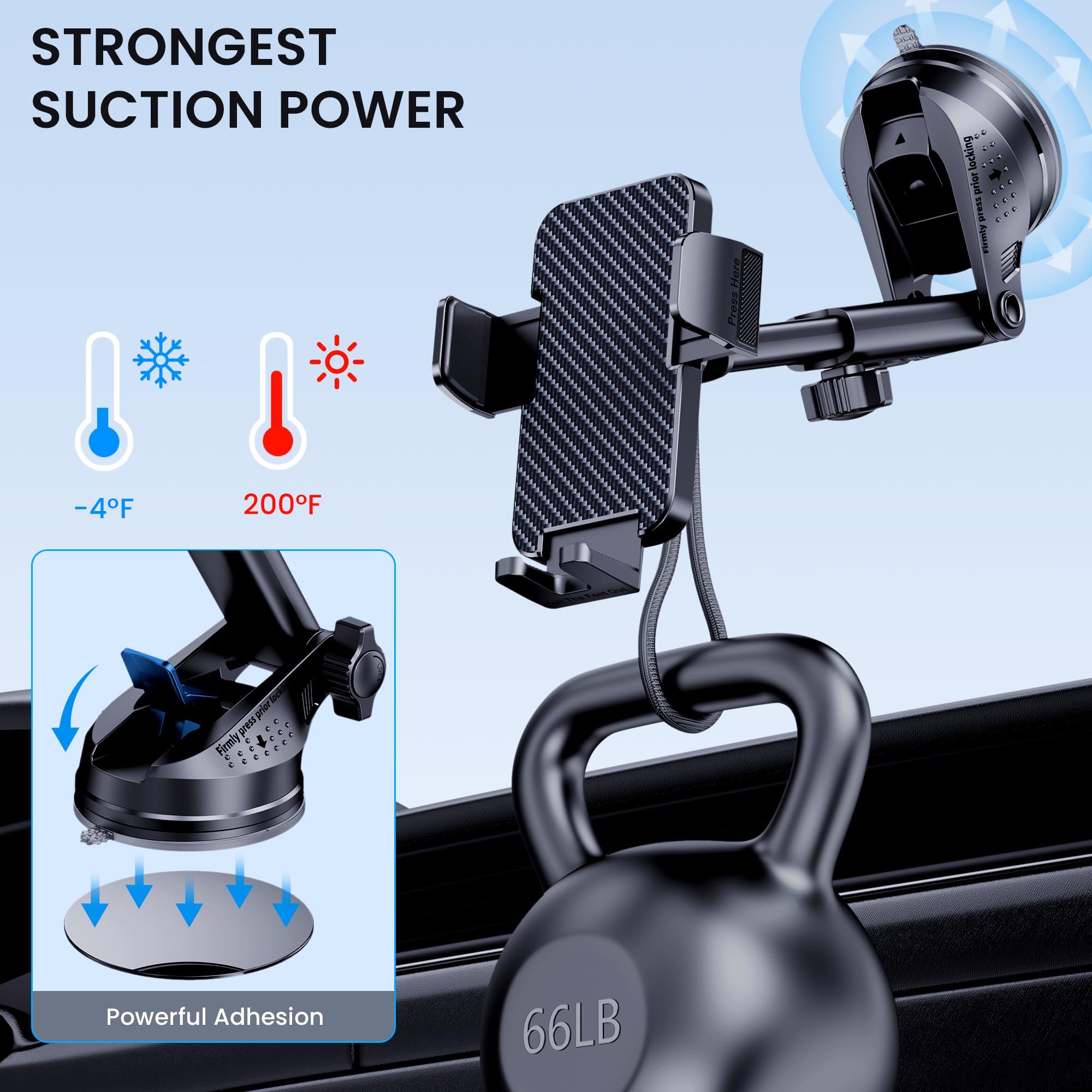 Universal Car Phone Holder Mount - Dashboard & Windshield Phone Stand for iPhone & Android - Hands-Free Driving Accessories - Perfect for Commuting, Road Trips & GPS Navigation