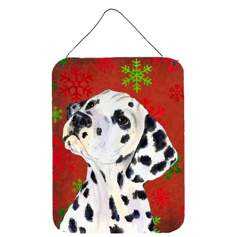 Caroline's Treasures Holiday Christmas Dalmatian Red & Green Snowflakes Metal Wall Decor - 12
