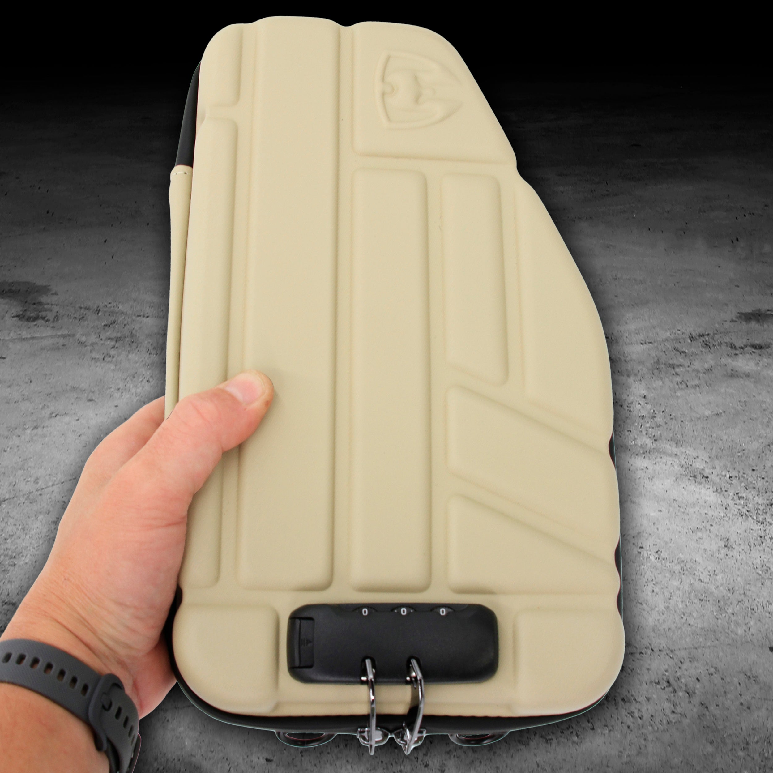 CASEMATIX Locking Pistol Case for Small to Large 9mm Handguns - Secure Gun Storage with Extra Magazine Space & Locking Zippers (Tan) - Perfect for Range, Travel & Home Security