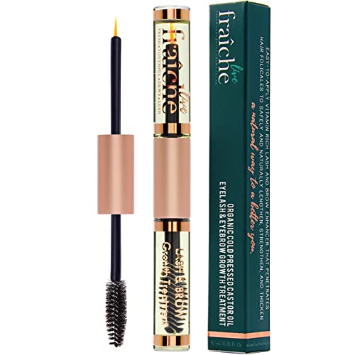USDA Organic Cold Pressed Castor Oil for Eyelash & Eyebrow Growth - Natural Lash Boost Serum with Mascara Tube - Eyelash Conditioner & Eyebrow Enhancer for Thicker, Fuller Lashes & Brows | Perfect for Nighttime Lash Care & Daily Brow Styling