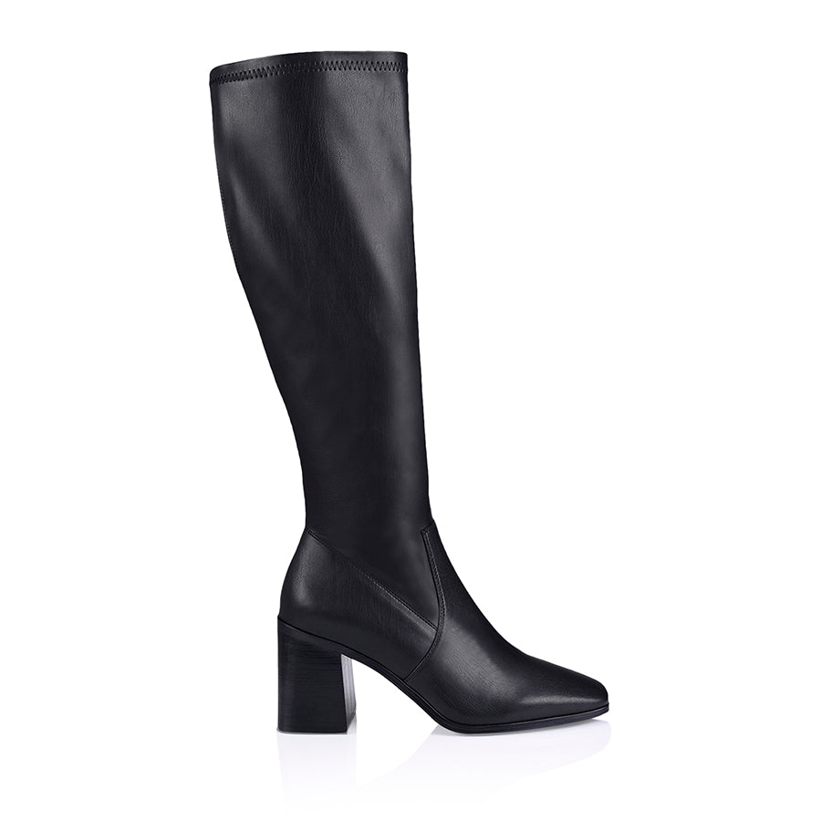 Linden Knee High Boots for Women - Black Smooth Leather Fashion Boots - Perfect for Fall, Winter & Casual Outfits