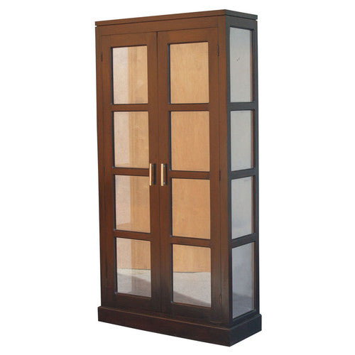 French Parisian Style Glass Display Cabinet - TWS899DC 200 PNM K - Elegant Curio Cabinet for Living Room, Dining Room, or Office Decor